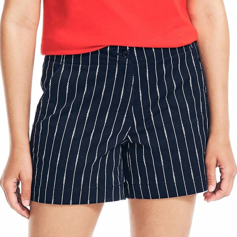 Nautica Mid Rise Twill Womens Navy  Shorts  10